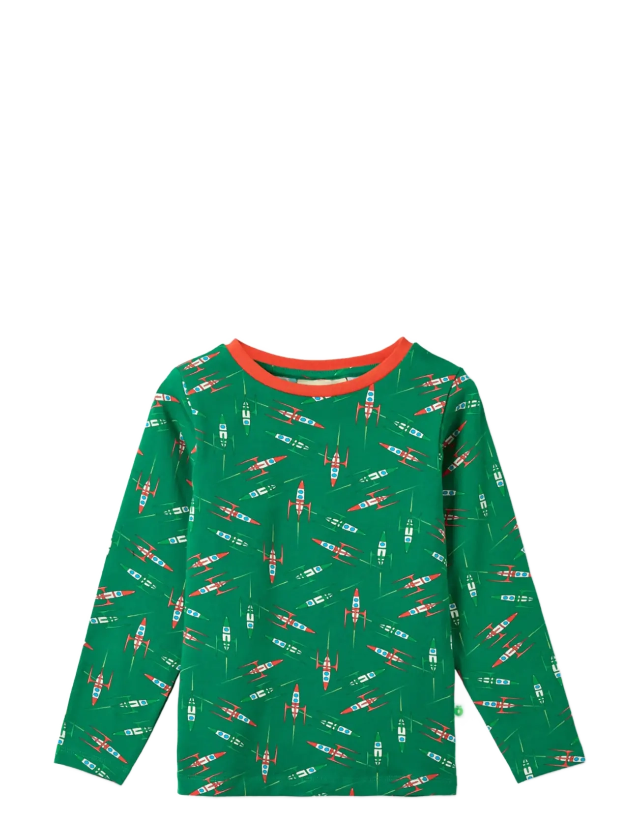 Småfolk Gala long-sleeved top with rockets - Småfolk - BROCCOLI / green