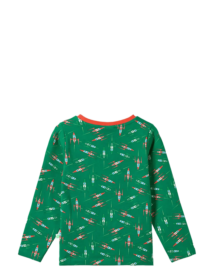 Småfolk - Gala long-sleeved top with rockets - långärmade t-shirts - broccoli - 2