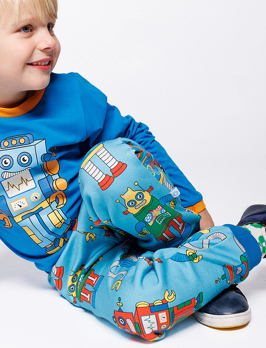 Småfolk - Dayton sweatpants with robots - mjukisbyxor - petit four - 0