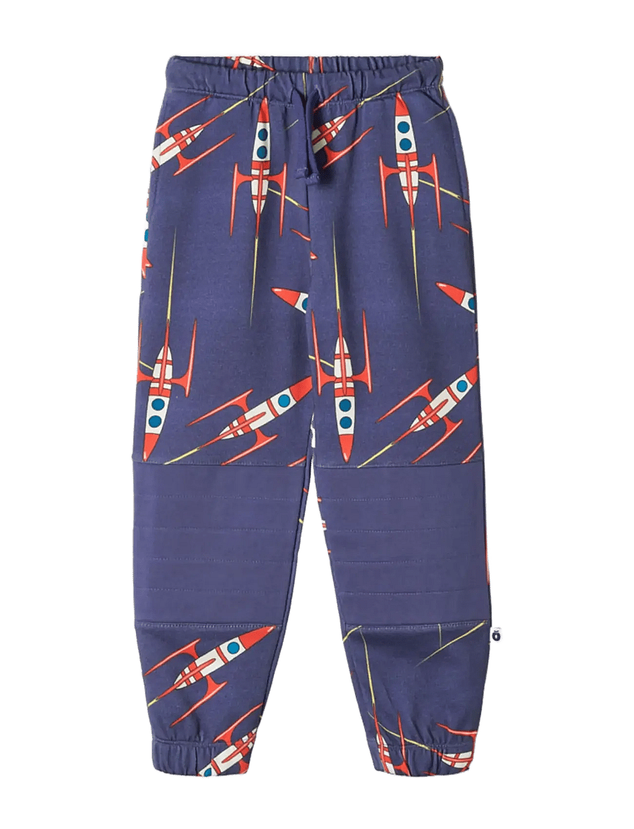 Småfolk - Unity sweatpants with spaceships - mjukisbyxor - blue heart - 1