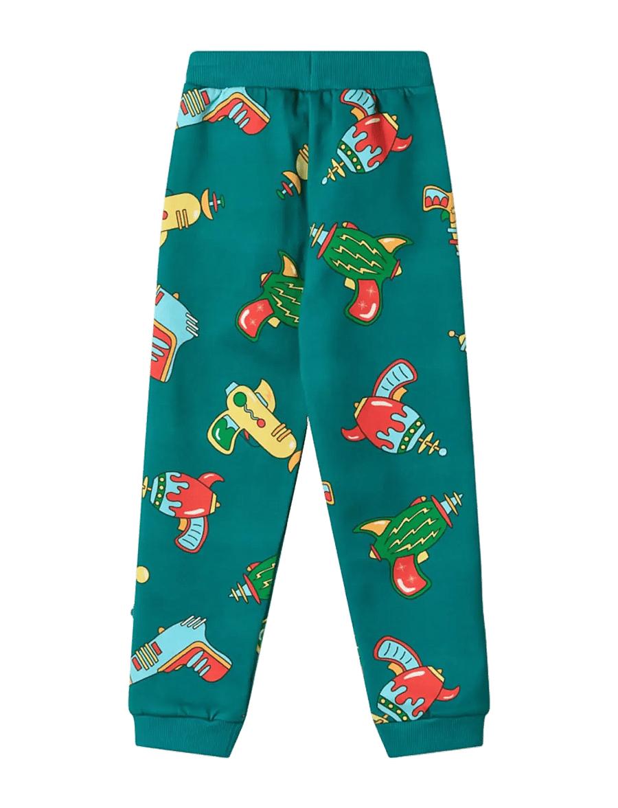 Småfolk - Macoun sweatpants with space blasters - mjukisbyxor - petroleum green - 2