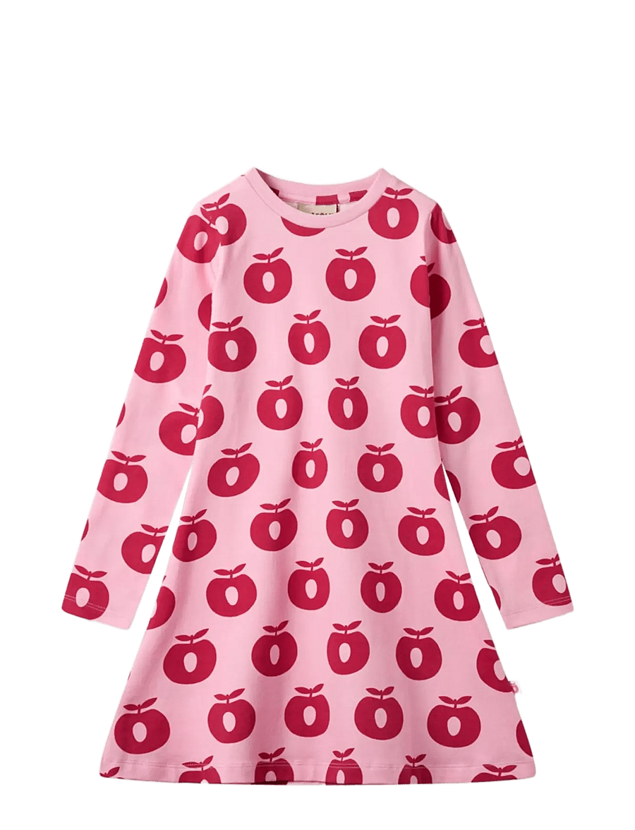 Småfolk - Gala dress with apples - långärmade babyklänningar - pink lilac - 1
