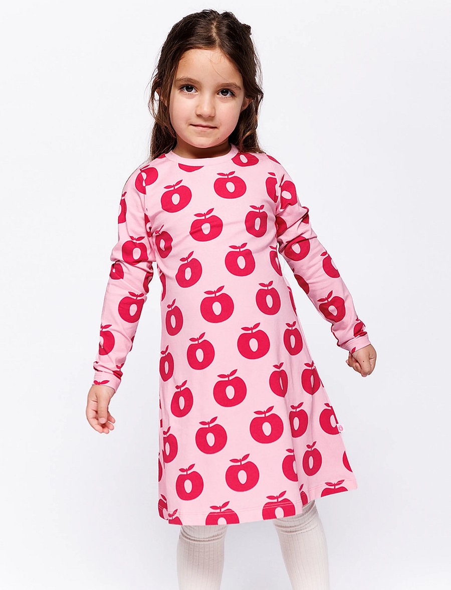 Småfolk - Gala dress with apples - långärmade babyklänningar - pink lilac - 0