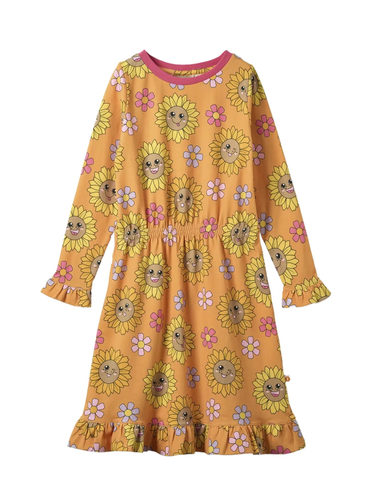 SMÅFOLK Dabinett Kleid With Sunflowers Orange - 86-92 - Kinder