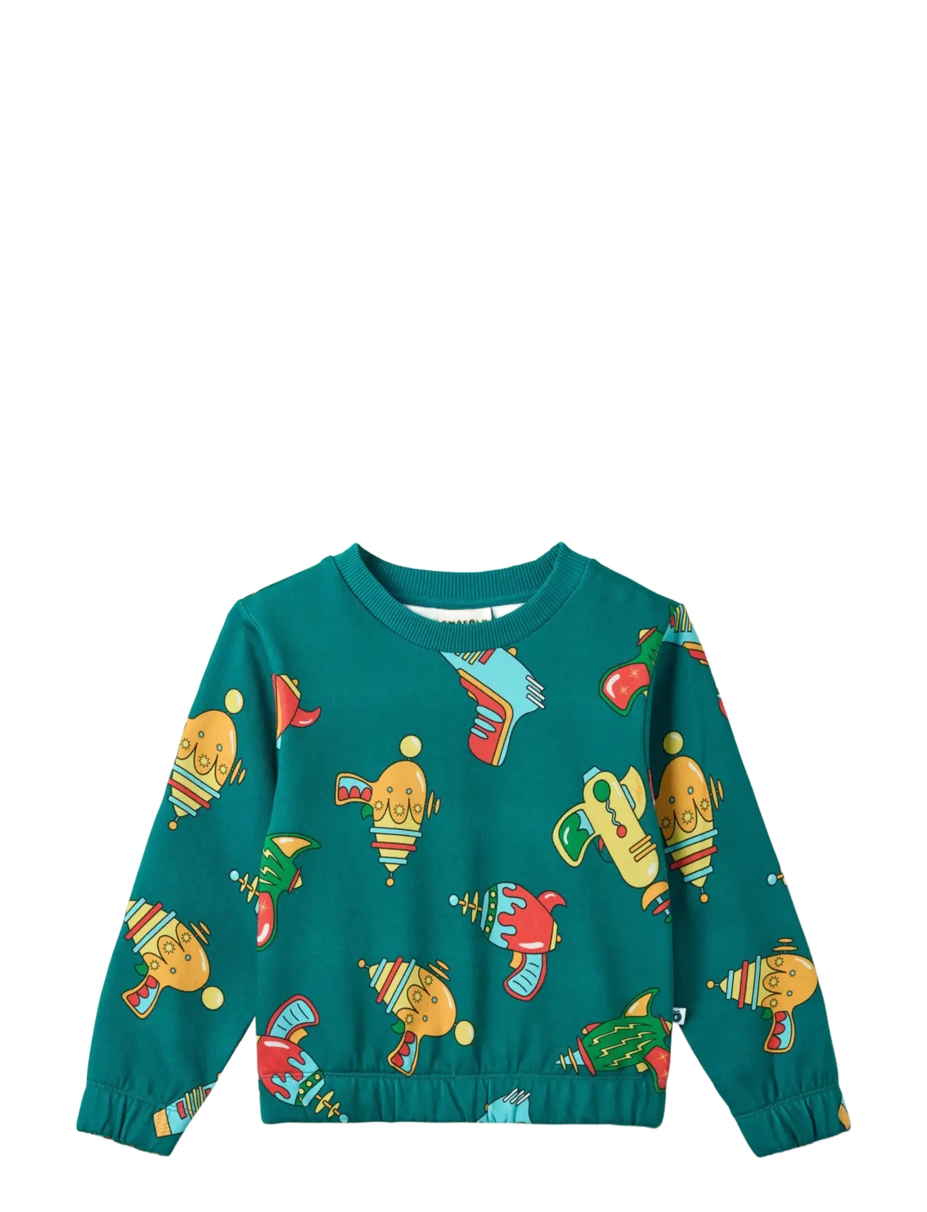 SMÅFOLK Yapeen Sweatshirt With Space Blasters Grün - 104-110 - Kinder
