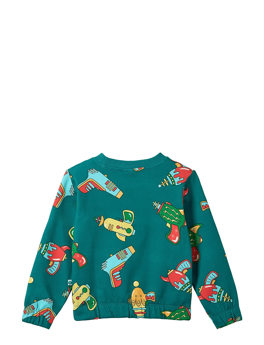 Småfolk - Yapeen sweatshirt with space blasters - sweatshirts - petroleum green - 2