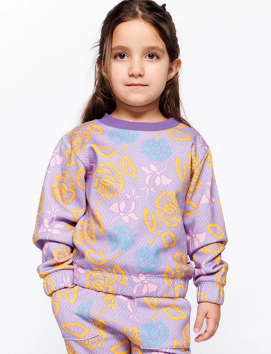Småfolk - Yapeen sweatshirt with roses - sweatshirts - heather purple - 0
