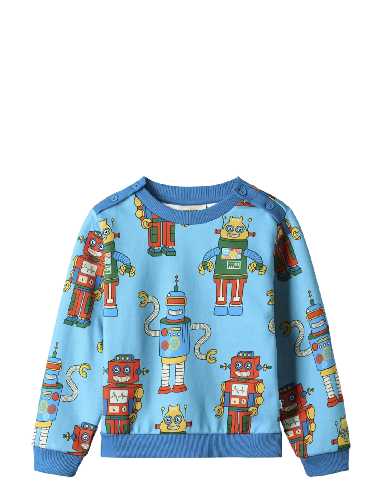 SMÅFOLK Dayton Sweatshirt With Robots Blau - 122-128 - Kinder