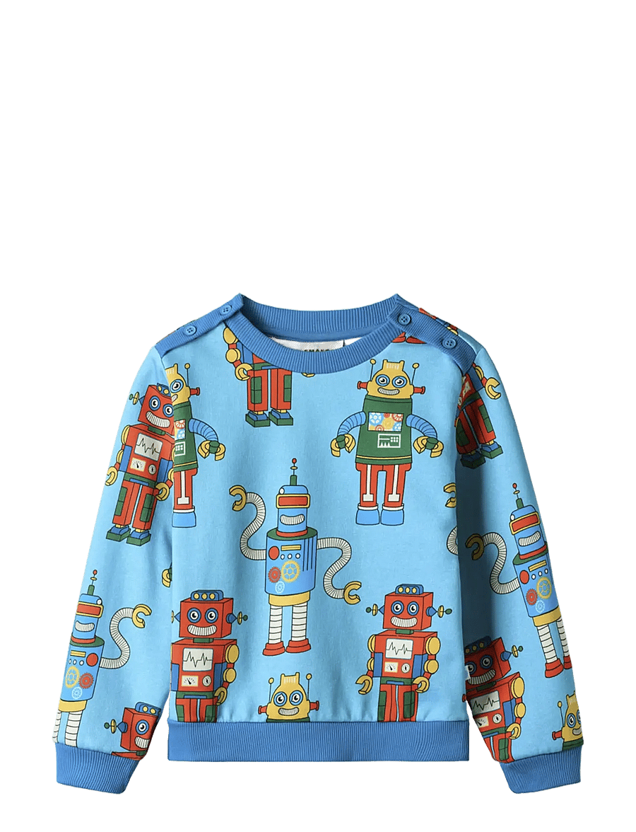 Småfolk - Dayton sweatshirt with robots - sweatshirts - petit four - 1
