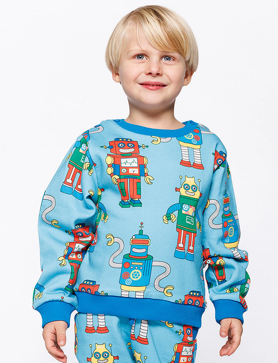 Småfolk - Dayton sweatshirt with robots - sweatshirts - petit four - 0