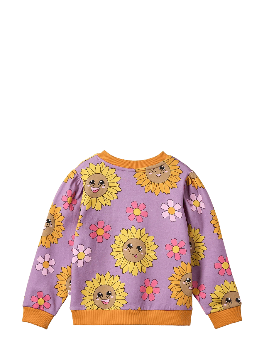 Småfolk - Hidden rose sweatshirt with sunflowers - sweatshirts - purple iris - 2