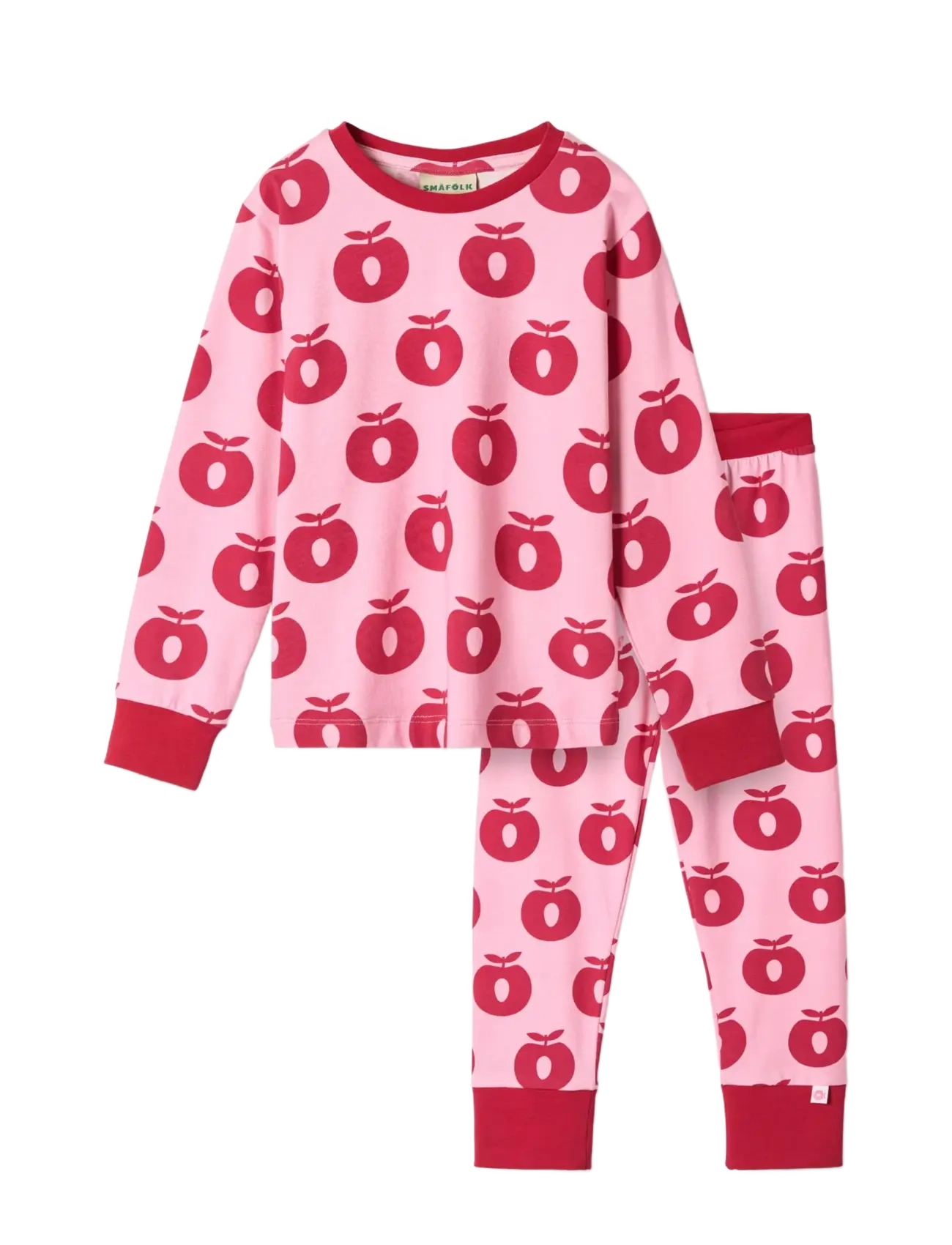 SMÅFOLK Jubilee Nachtwäsche Set With Apples Pink - 122-128 - Kinder