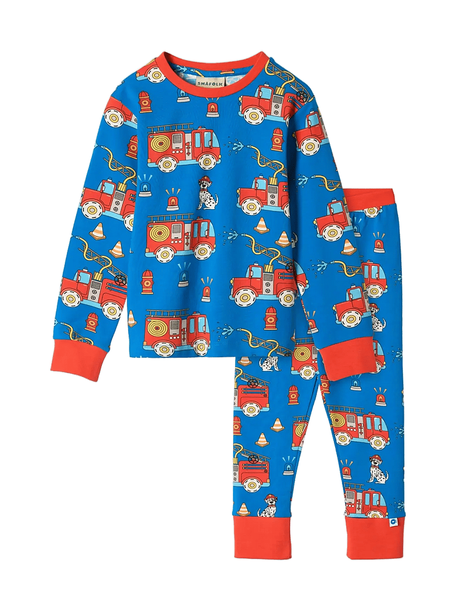 Småfolk - Jubilee nightwear set with fire truck - pyjamasset - brilliant blue - 1