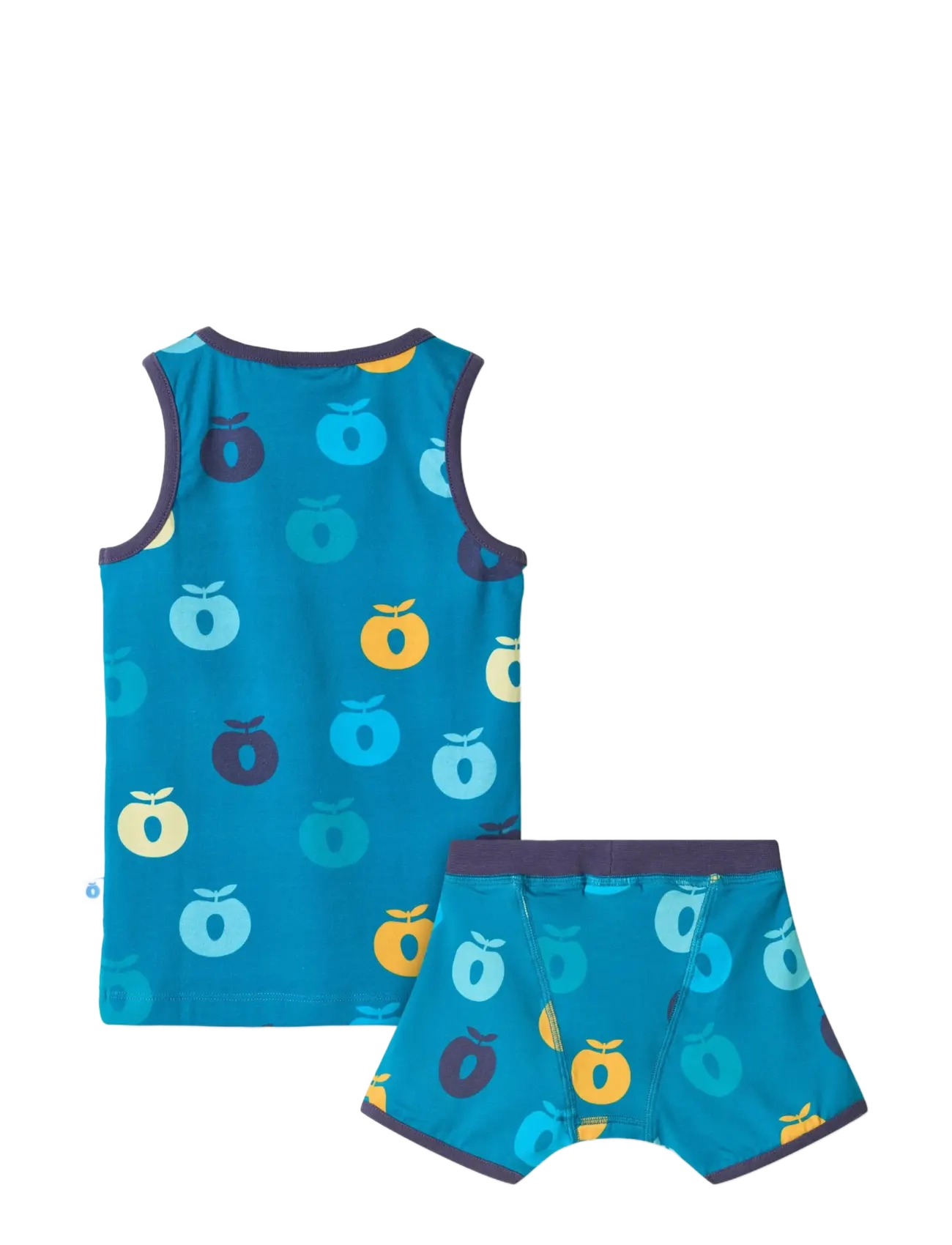 Småfolk - Elstar underwear set with apples - sets - solid blue - 2