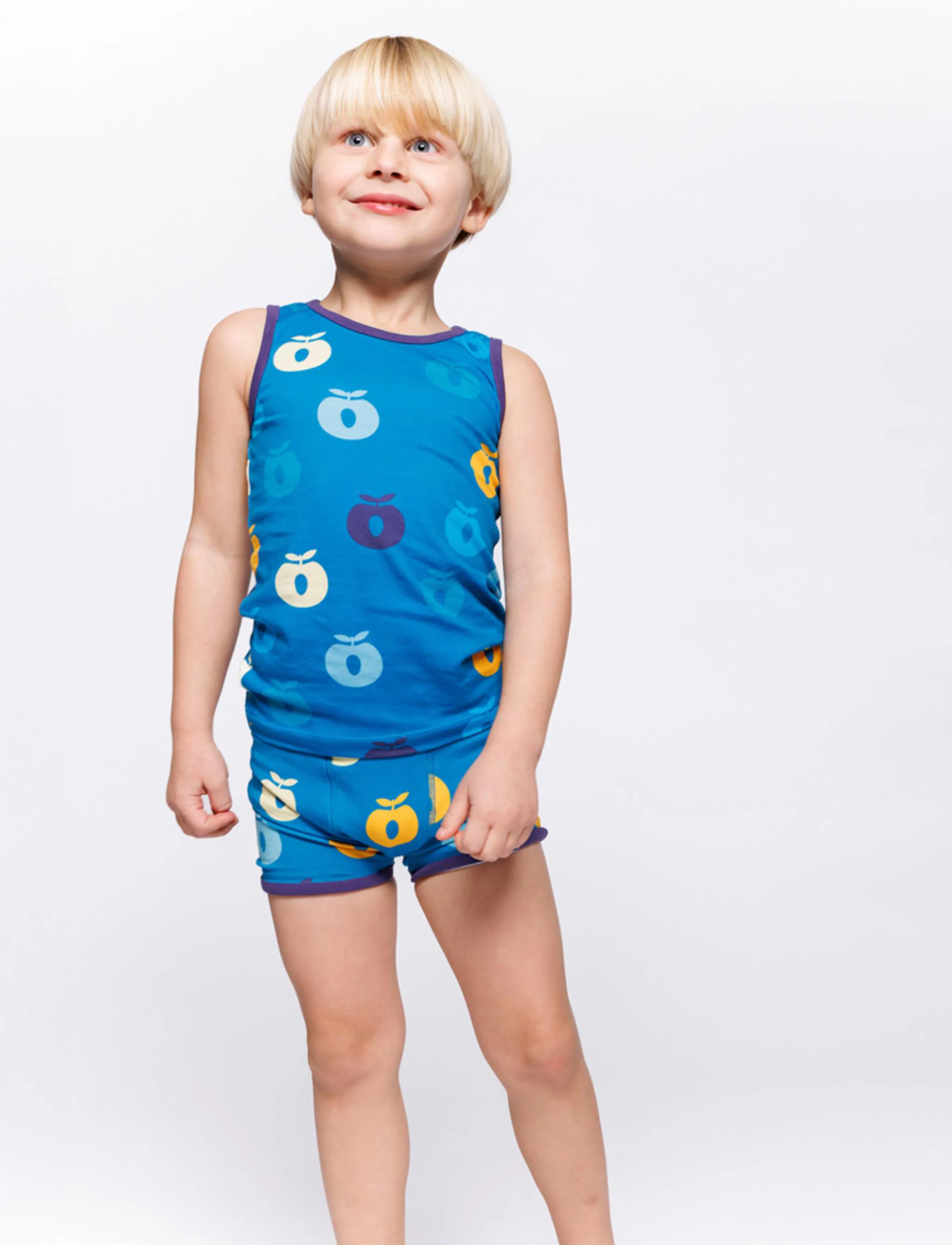 Småfolk - Elstar underwear set with apples - sets - solid blue - 0