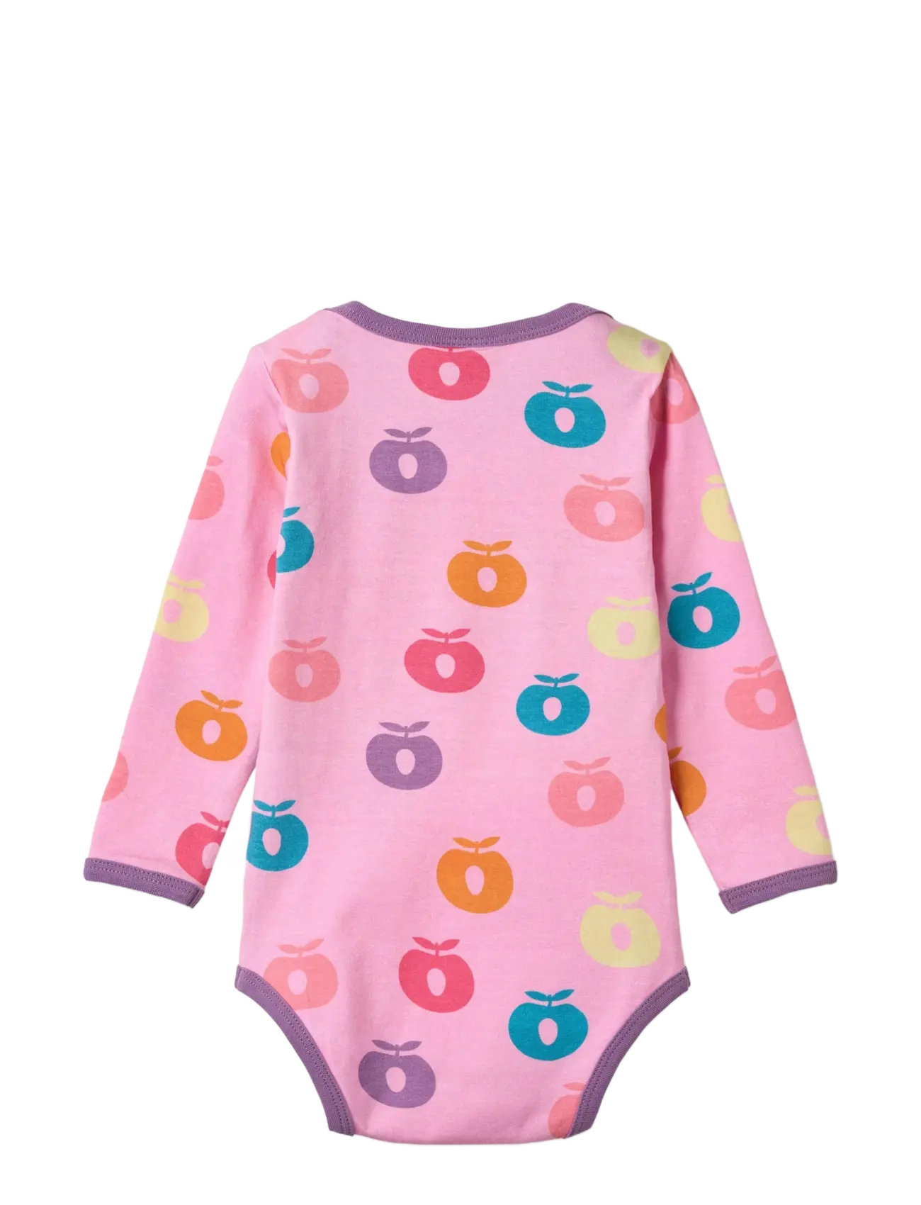 Småfolk - Ulm long-sleeved baby body with apples - långärmade bodies - pink lilac - 2