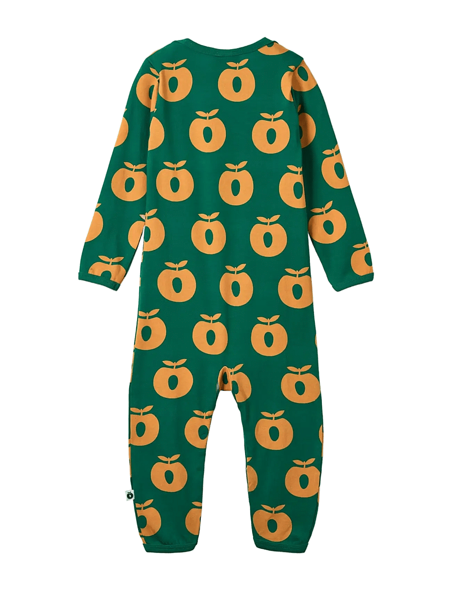 Småfolk - Ulm long-sleeved baby suit with apples - långärmade bodies - cedar tree - 2