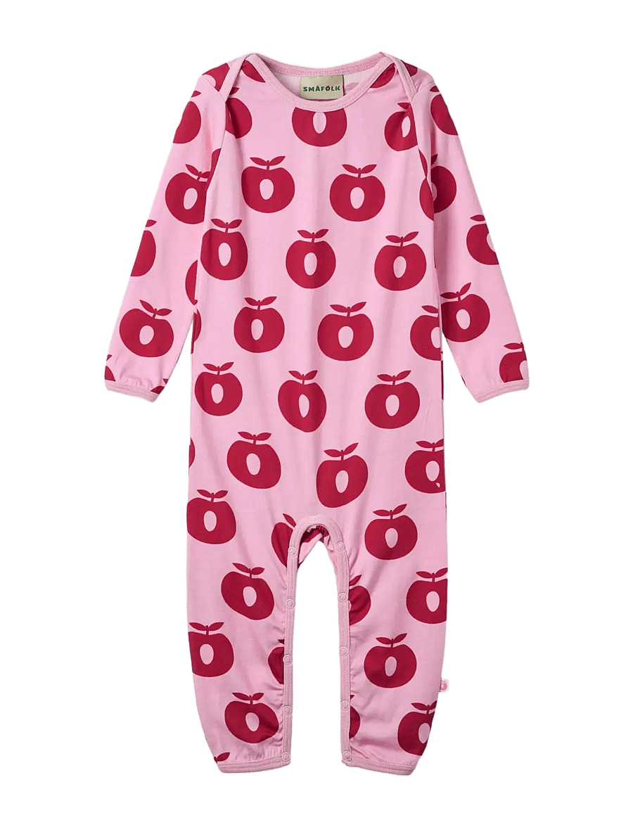 Småfolk - Ulm long-sleeved baby suit with apples - långärmade bodies - pink lilac - 1
