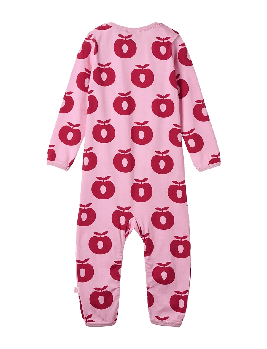 Småfolk - Ulm long-sleeved baby suit with apples - långärmade bodies - pink lilac - 2