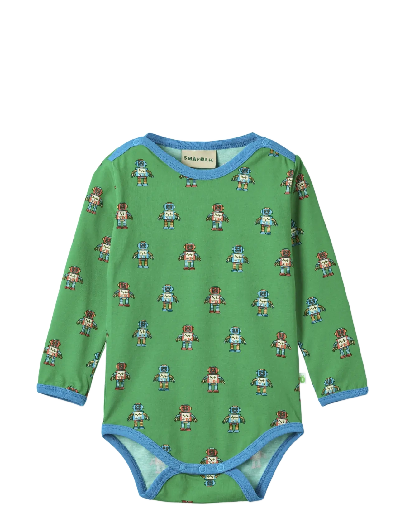 SMÅFOLK Elstar Langärmelig Baby Body With Robots Grün - 92 - Kinder