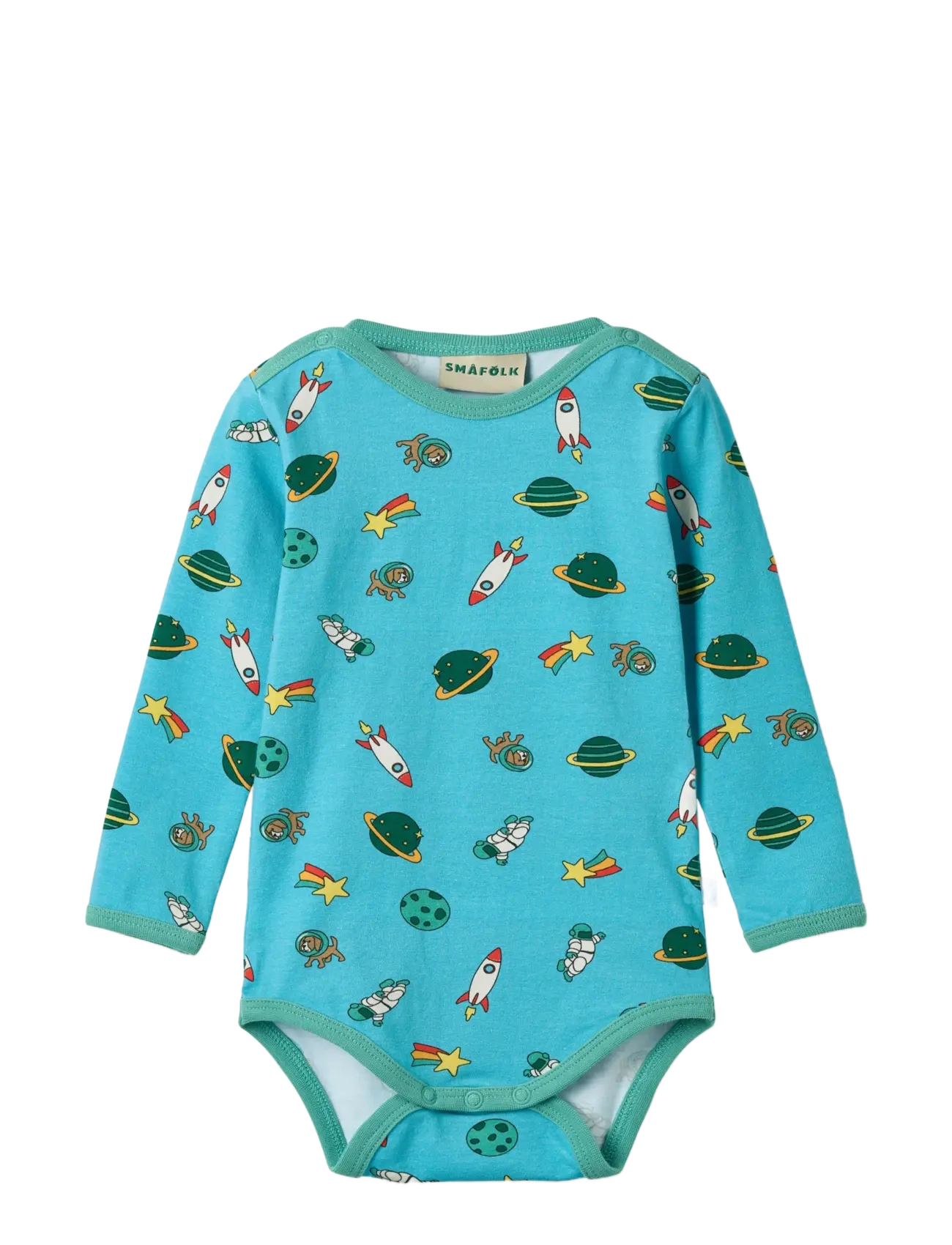 Småfolk Elstar long-sleeved baby body with the universe - Småfolk - PETIT FOUR / blue