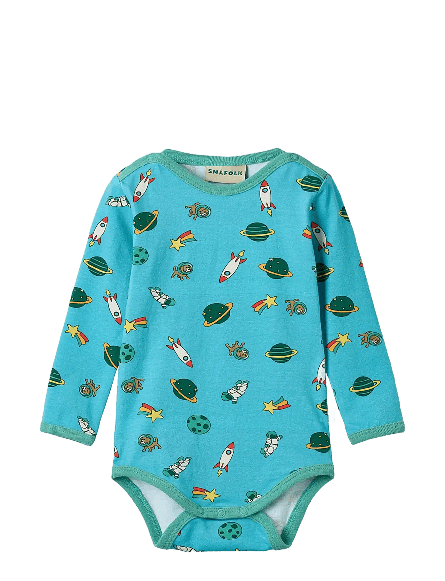 Småfolk - Elstar long-sleeved baby body with the universe - långärmade bodies - petit four - 1