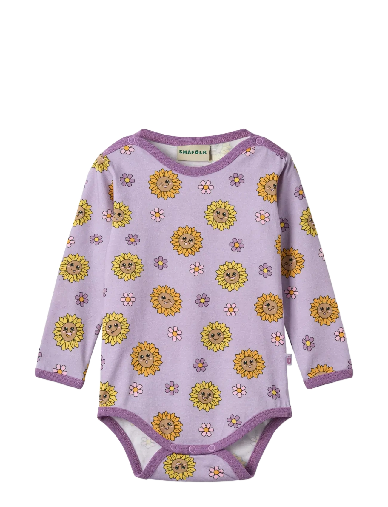 SMÅFOLK Elstar Langärmelig Baby Body With Sunflowers Lila - 98 - Kinder