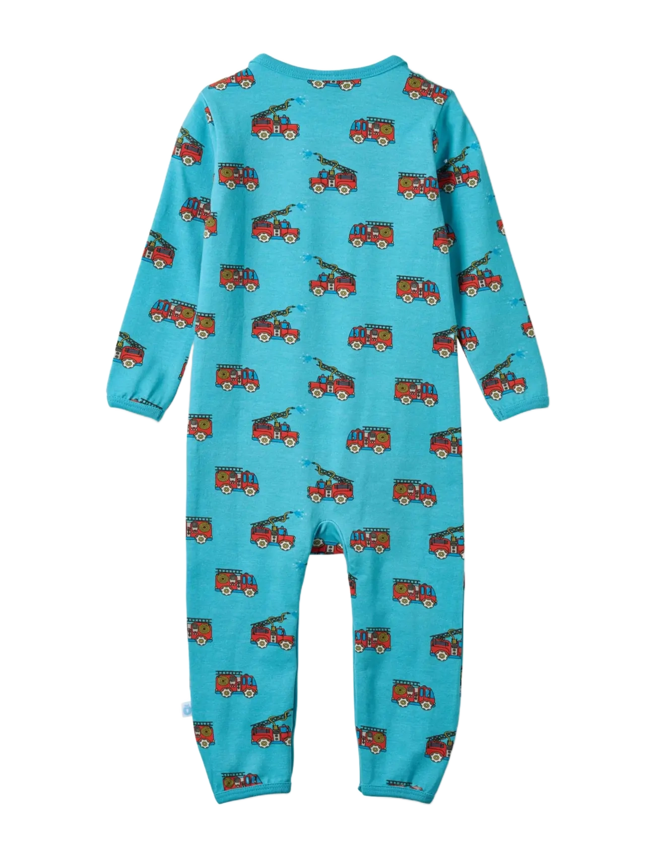 Småfolk - Elstar long-sleeved baby suit with fire truck - långärmade bodysuits - petit four - 2
