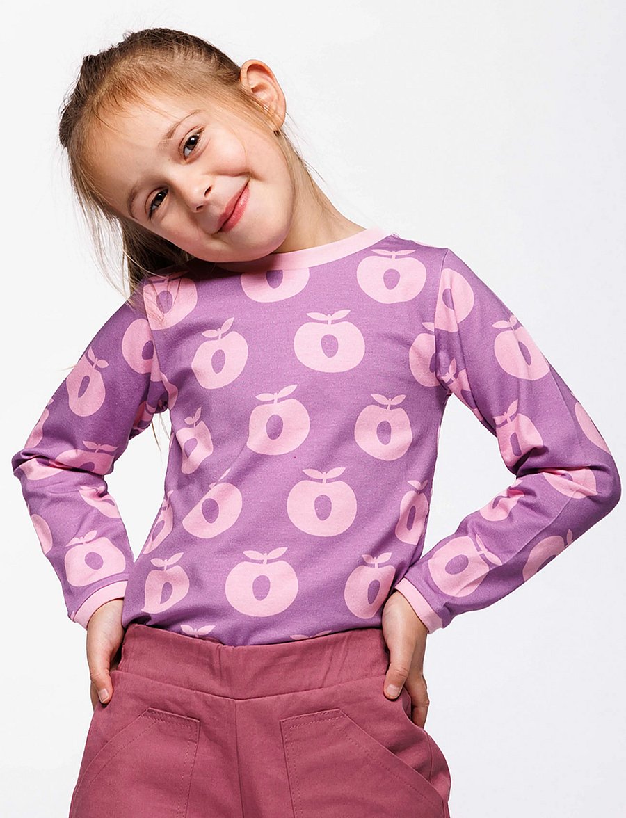 Småfolk - Elstar long-sleeved top with apples - långärmade t-shirts - purple iris - 0