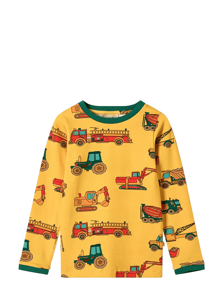 Småfolk - Elstar long-sleeved top with vehicles - långärmade t-shirts - sunstruck - 1