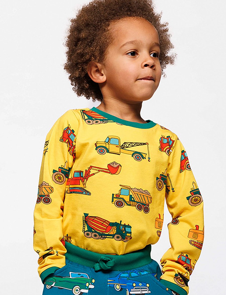 Småfolk - Elstar long-sleeved top with vehicles - långärmade t-shirts - sunstruck - 0