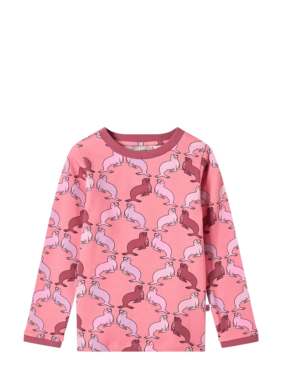 Småfolk - Elstar long-sleeved top with sea lions - långärmade t-shirts - mauve rose - 1