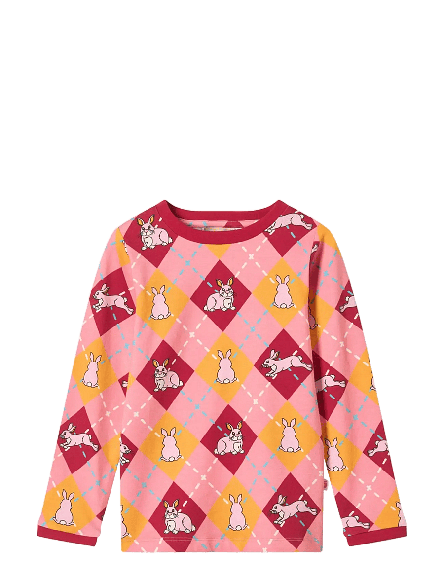 Småfolk - Elstar long-sleeved top with rabbits - långärmade t-shirts - galah - 1