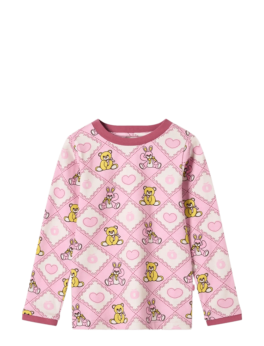 Småfolk - Elstar long-sleeved top with teddy bears - långärmade t-shirts - lace - 1