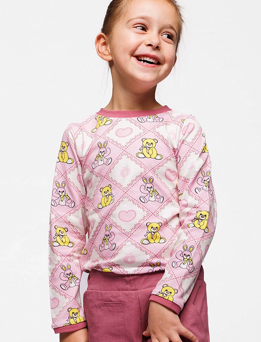 Småfolk - Elstar long-sleeved top with teddy bears - långärmade t-shirts - lace - 0