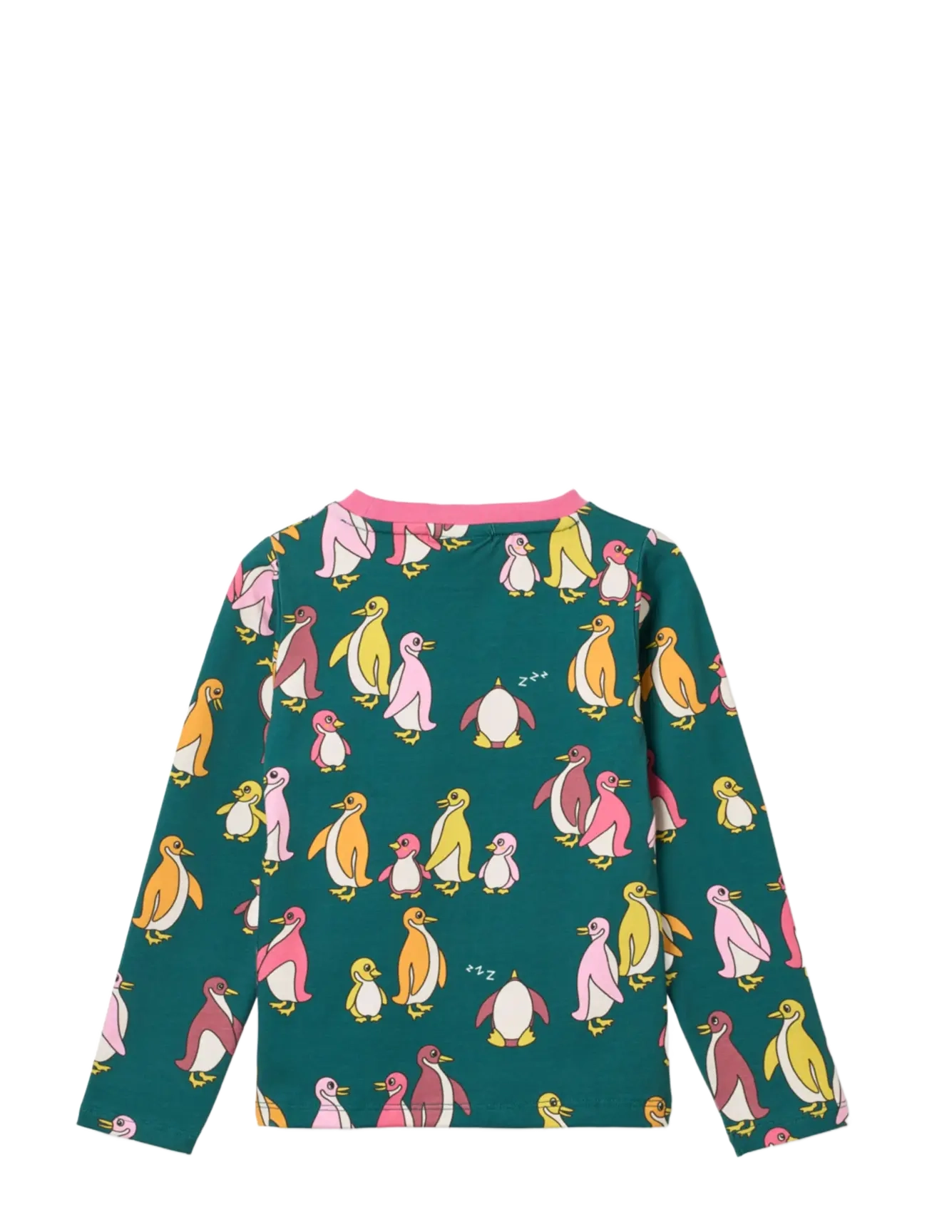 Småfolk - Gala long-sleeved blouse with penguins - långärmade t-shirts - peacock blue - 2