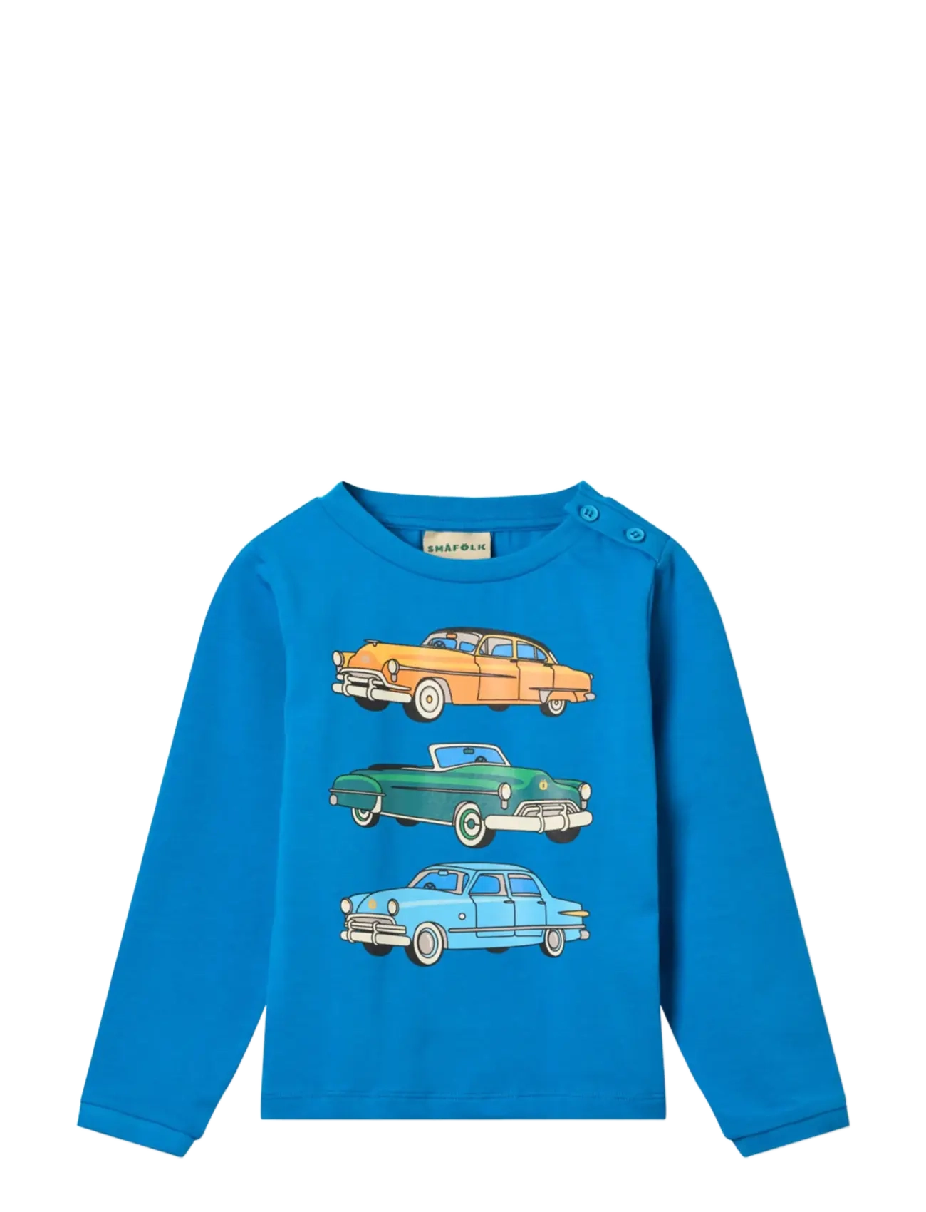 Småfolk Umalin long-sleeved top with cars - Småfolk - BRILLIANT BLUE / blue