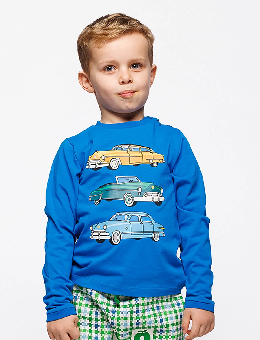 Småfolk - Umalin long-sleeved top with cars - långärmade t-shirts - brilliant blue - 0
