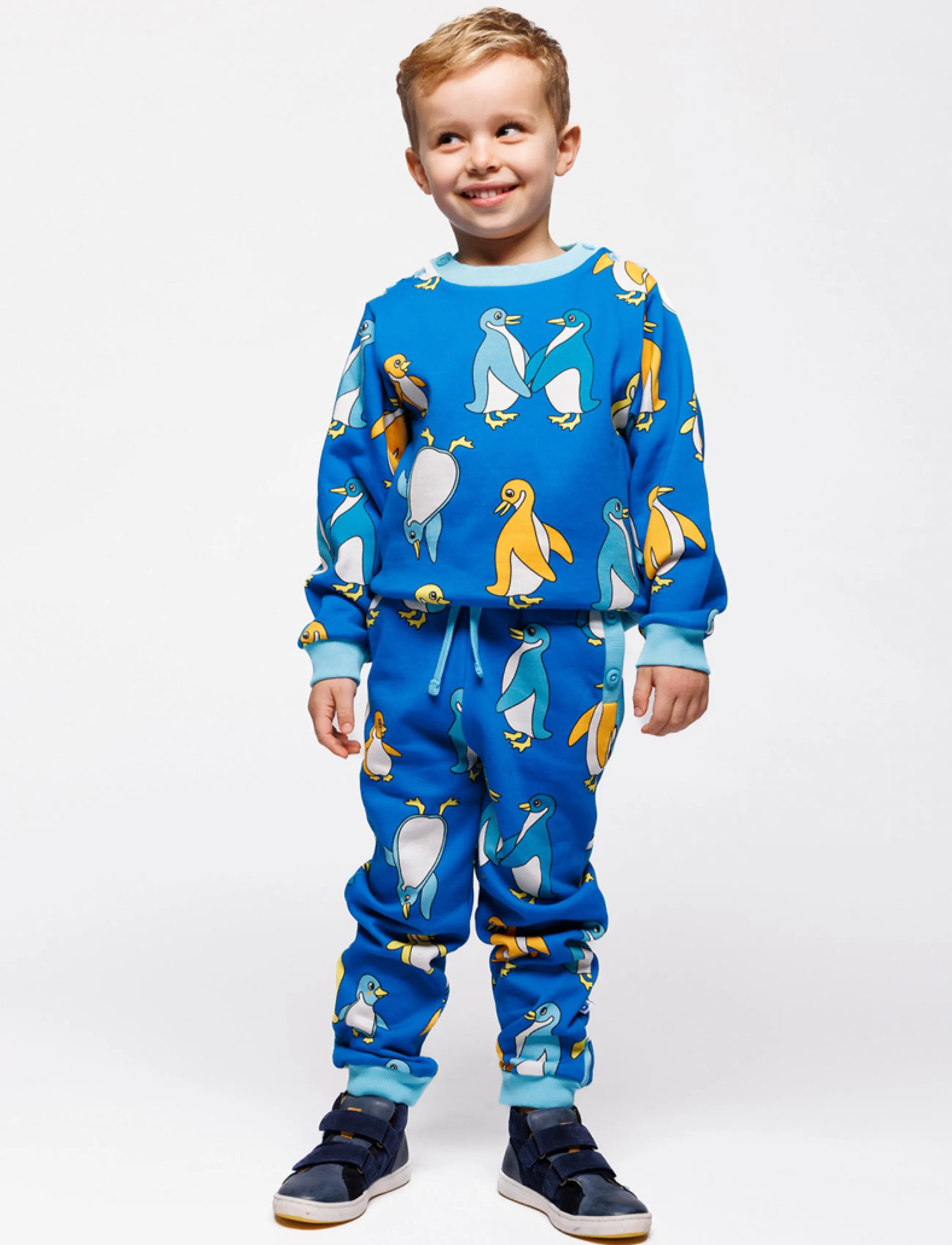 Småfolk - Daytin sweatpants with penguins - sügisesed riided - brilliant blue - 0