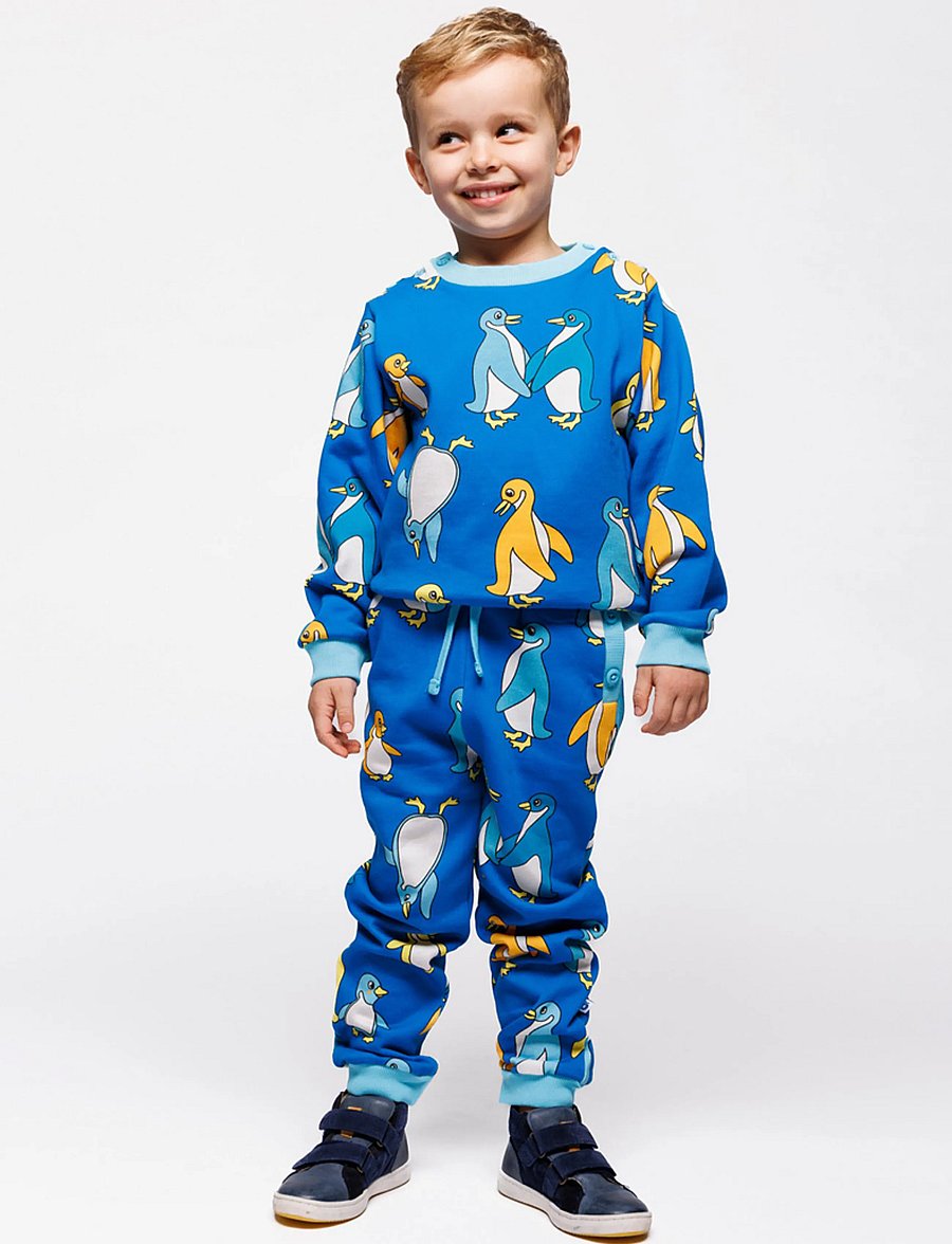 Småfolk - Daytin sweatpants with penguins - rudens apģērbi - brilliant blue - 0