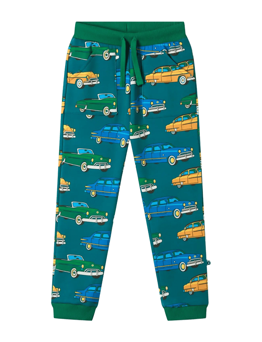 Småfolk - Macoun sweatpants with cars - mjukisbyxor - petroleum green - 1