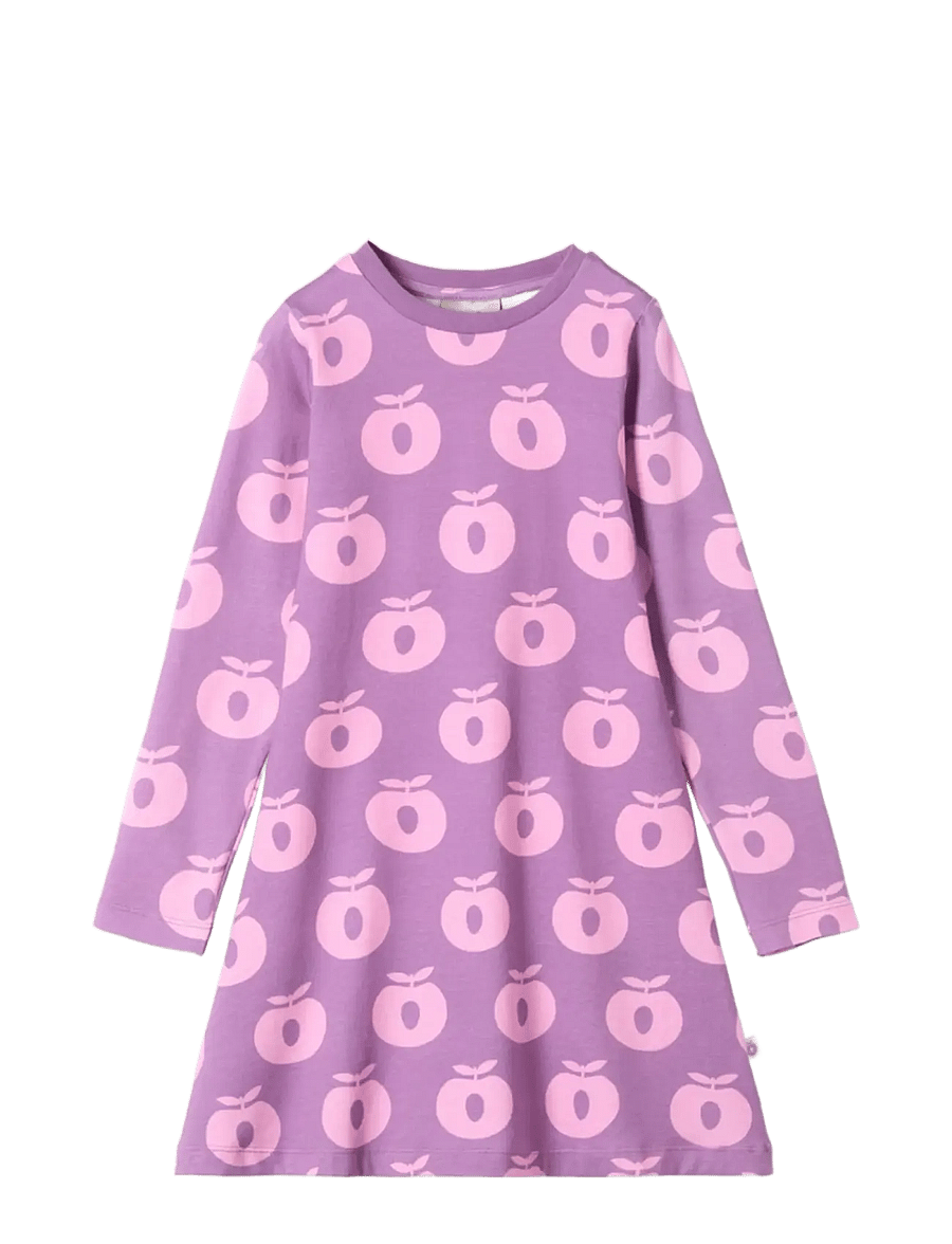 Småfolk - Gala dress with apples - långärmade babyklänningar - purple iris - 1