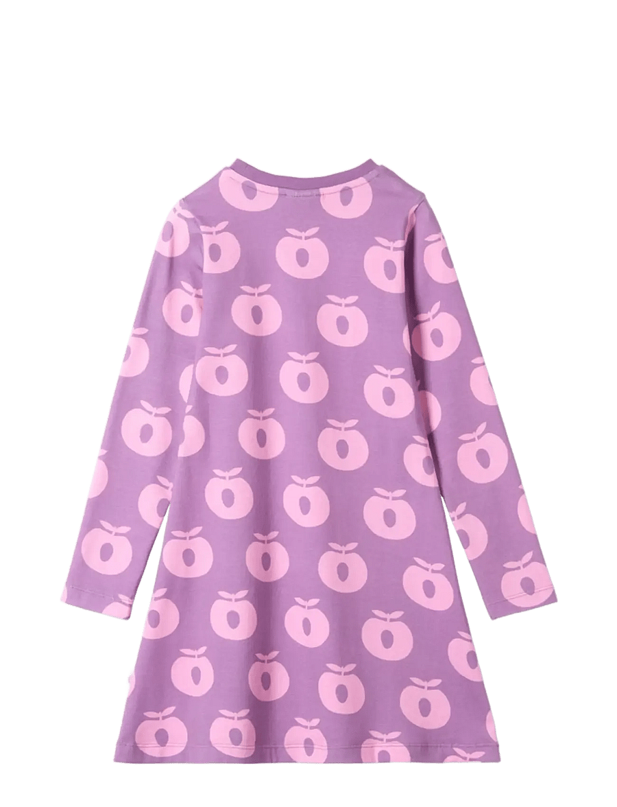 Småfolk - Gala dress with apples - långärmade babyklänningar - purple iris - 2