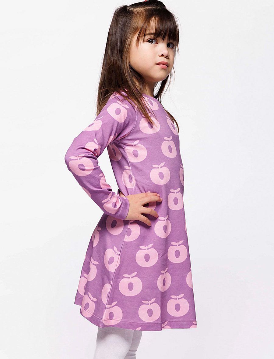 Småfolk - Gala dress with apples - långärmade babyklänningar - purple iris - 0