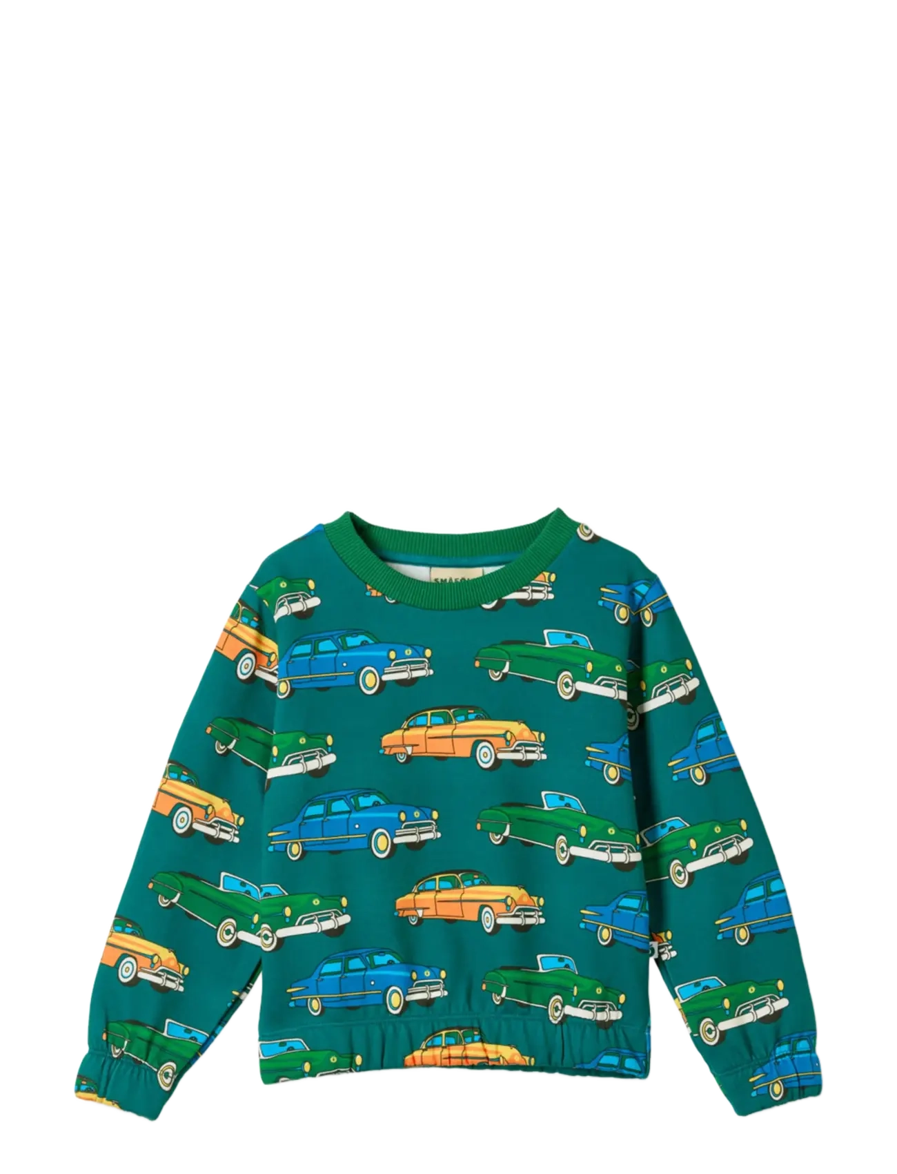 Småfolk Yapeen sweatshirt with vehicles - Tøj - AQUARIUS / green