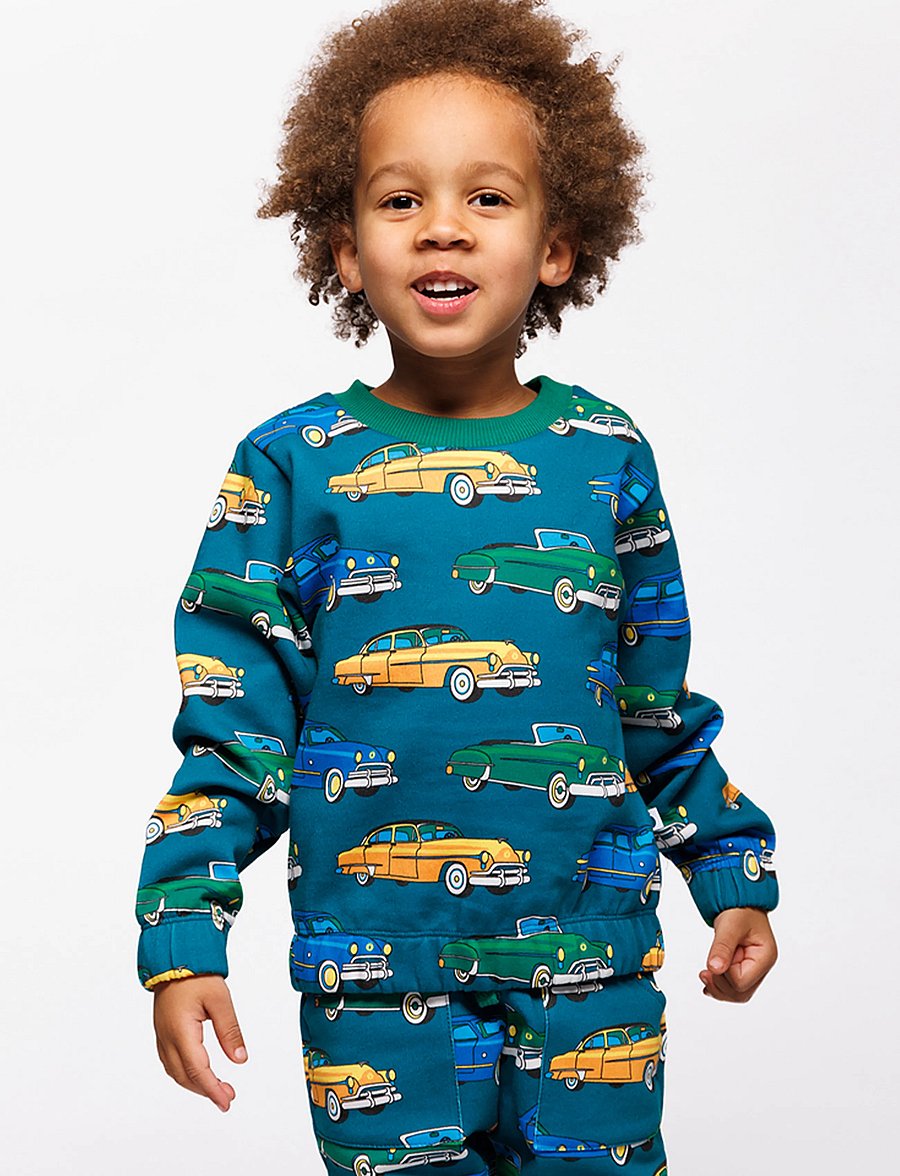 Småfolk - Yapeen sweatshirt with vehicles - sweatshirts - aquarius - 0