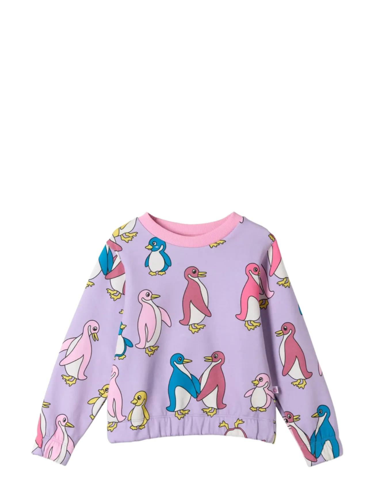 SMÅFOLK Yapeen Sweatshirt With Penguins Lila - 122-128 - Kinder