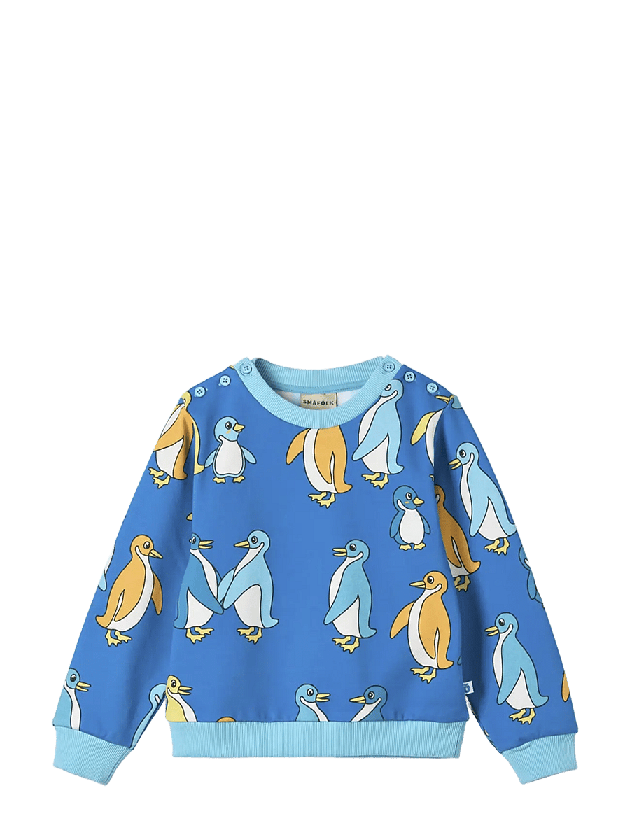 Småfolk - Dayton sweatshirt with penguins - sweatshirts - brilliant blue - 1