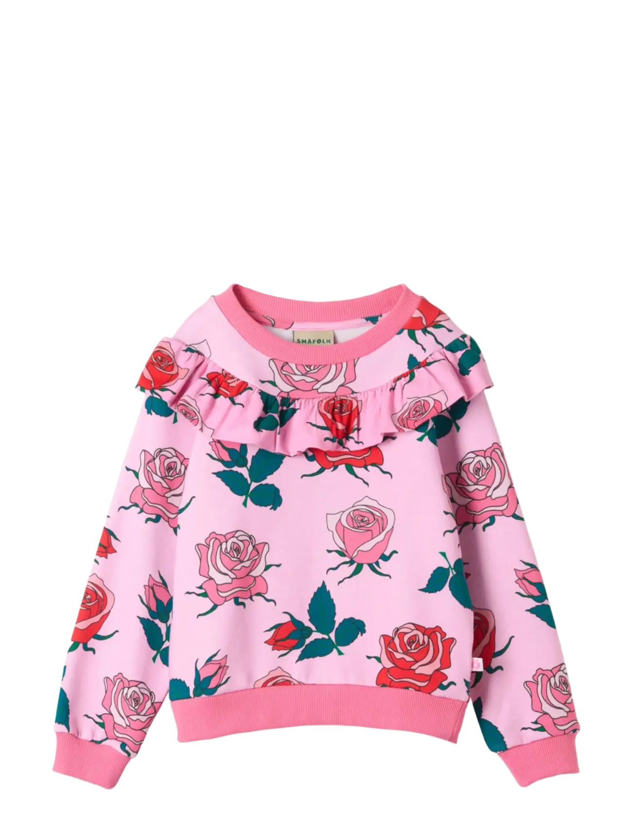 Småfolk Quincy sweatshirt with roses - Sweatshirts - PINK LILAC / pink/rose