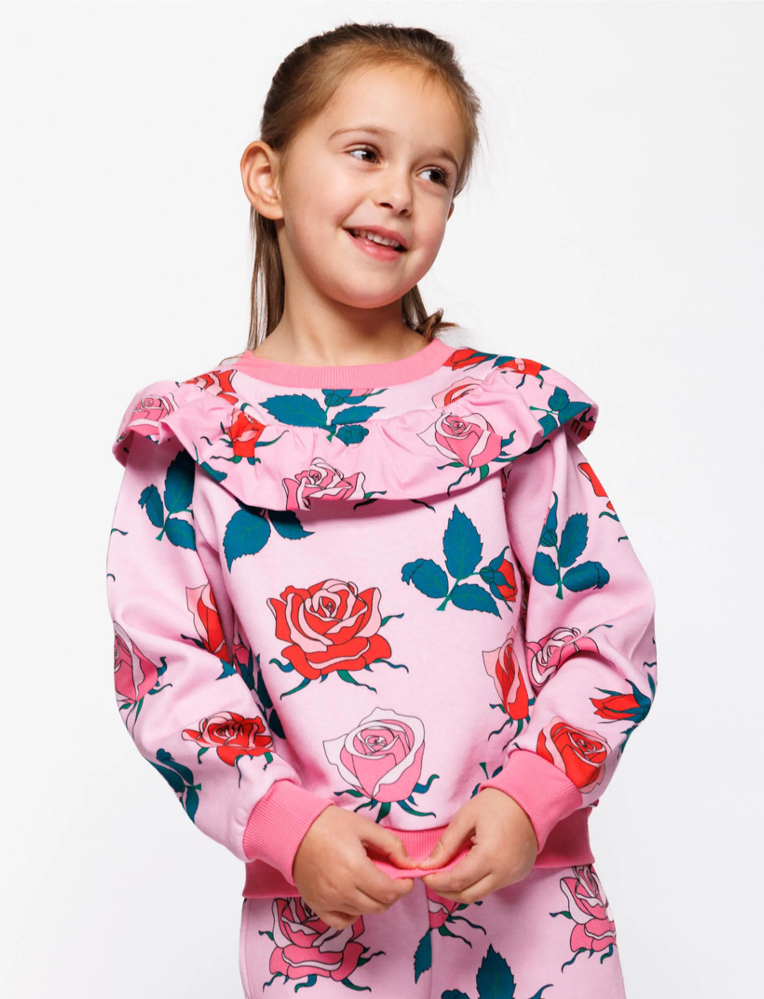 Småfolk - Quincy sweatshirt with roses - efterårstøj - pink lilac - 0
